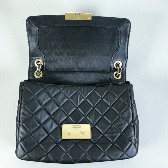 MICHAEL KORS Sloan Chain Quilted Leather Shoulder Bag Black Holiday Office Party - Picture 8 of 13
